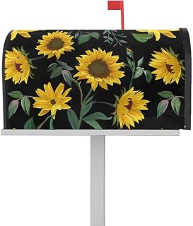 Mailbox Cover Magnetic Idyllic Sunflower Green Leaf Mailbox Covers Standard Size 21x18in,Mailbox Covers Wrap Post Letter Box Cover for Garden Yard Outdoor Decor Garden Watercolor Plant