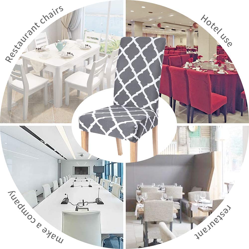 Grey Elastic Chair Cover - Protect Dining Chairs -7