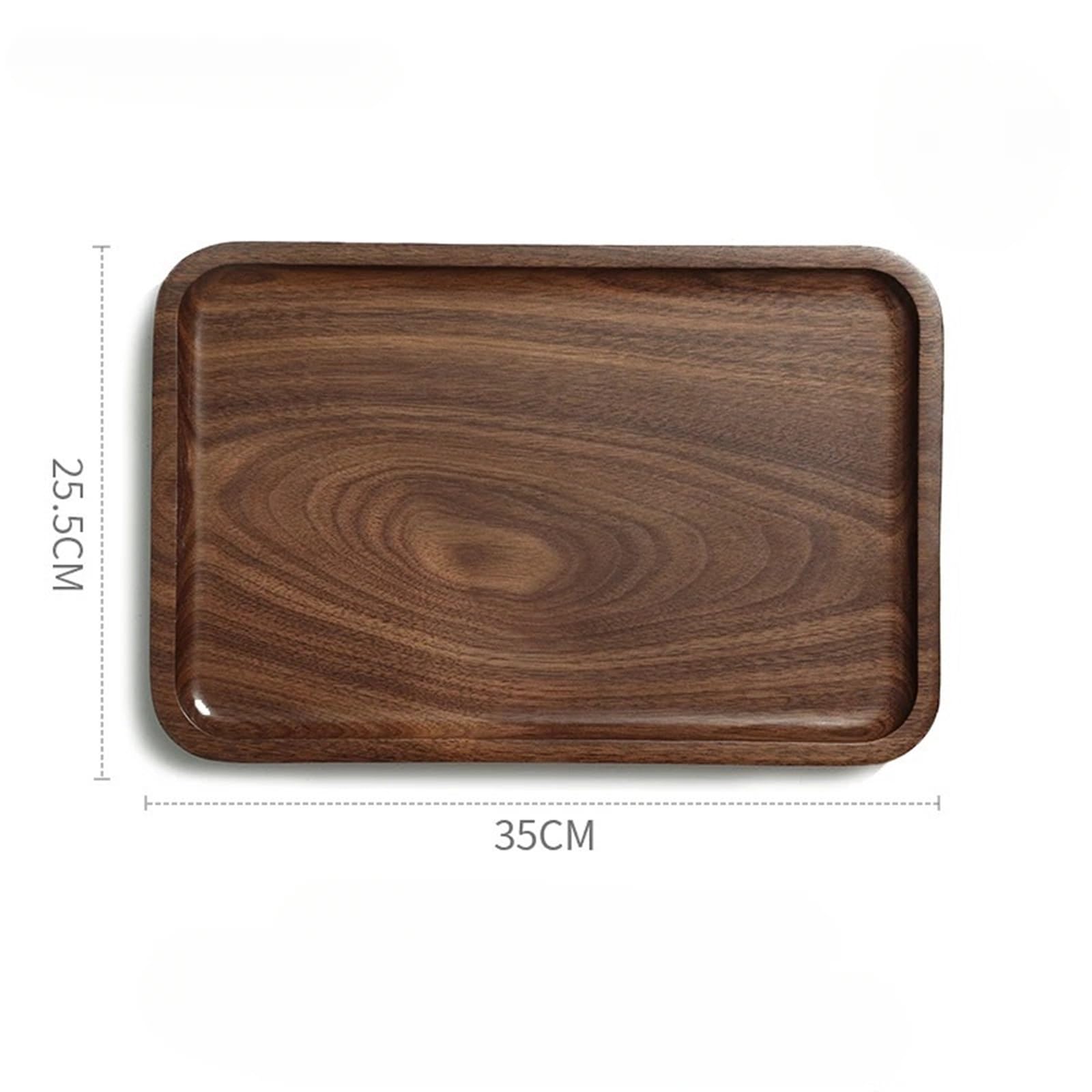 Bandeja para Mesa De Centro Bandeja de Madera Nogal Negro for el hogar, for té, Tazas, Plato café, postres, Cena(25 * 18 * 2cm)