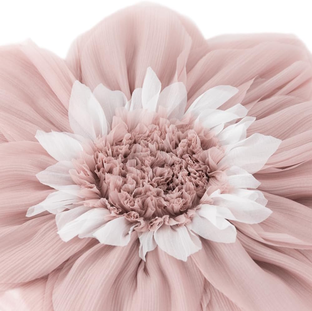 3D Blush Pink Flower Round Decorative Throw Pillow with Insert Soft Cute Floral Accent Pillow Cushion for Bed Couch Bedroom Living Room Nursery Boho Aesthetic Home Decor 12Inch Rose Gold