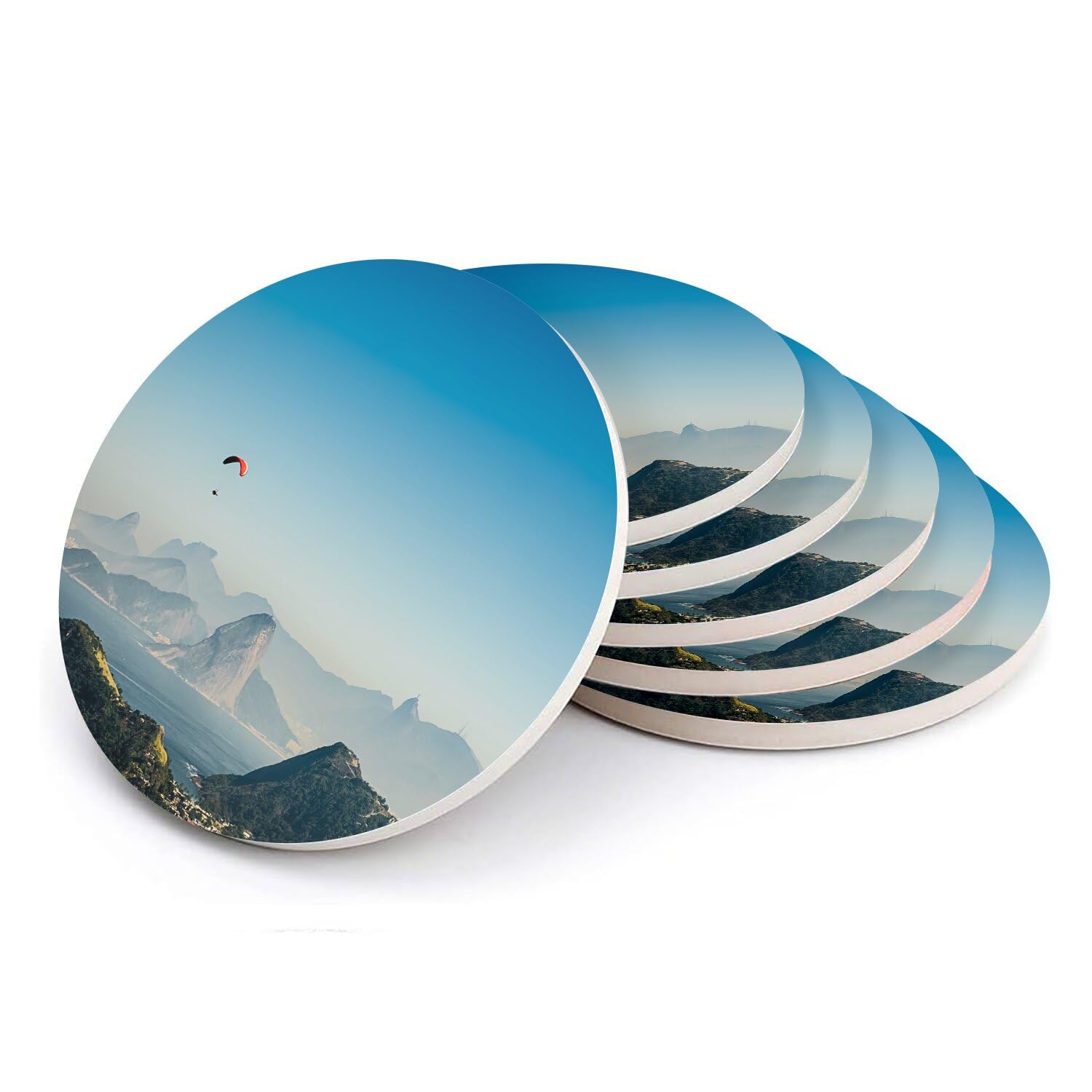 Sous-verre ronds en céramique premium lot de 6 finition Rio