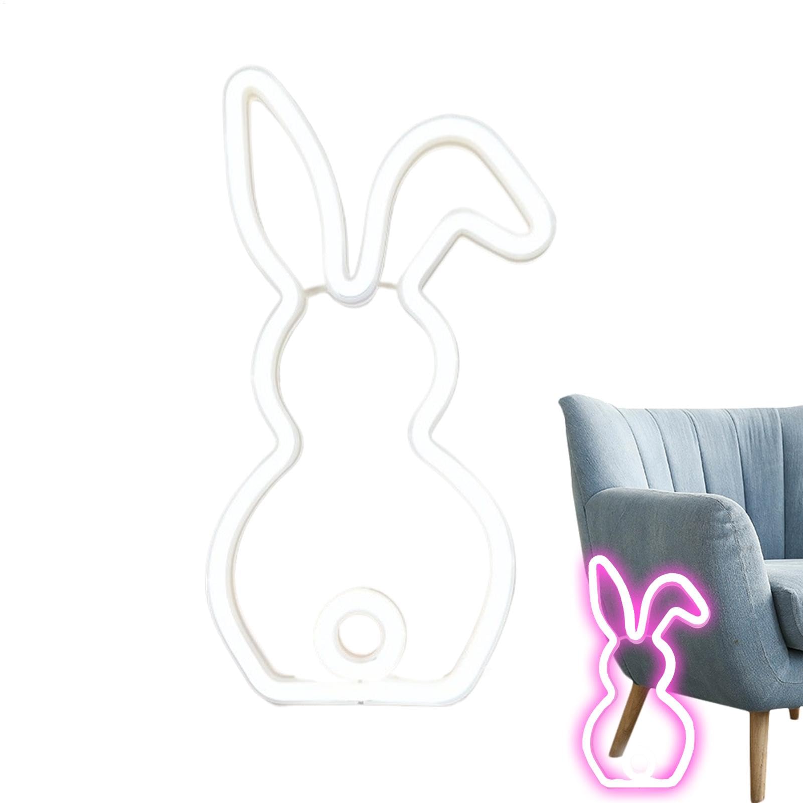 Panneaux néon de lapin de Pâques pour mur de dortoir et veilleuse de nuit
