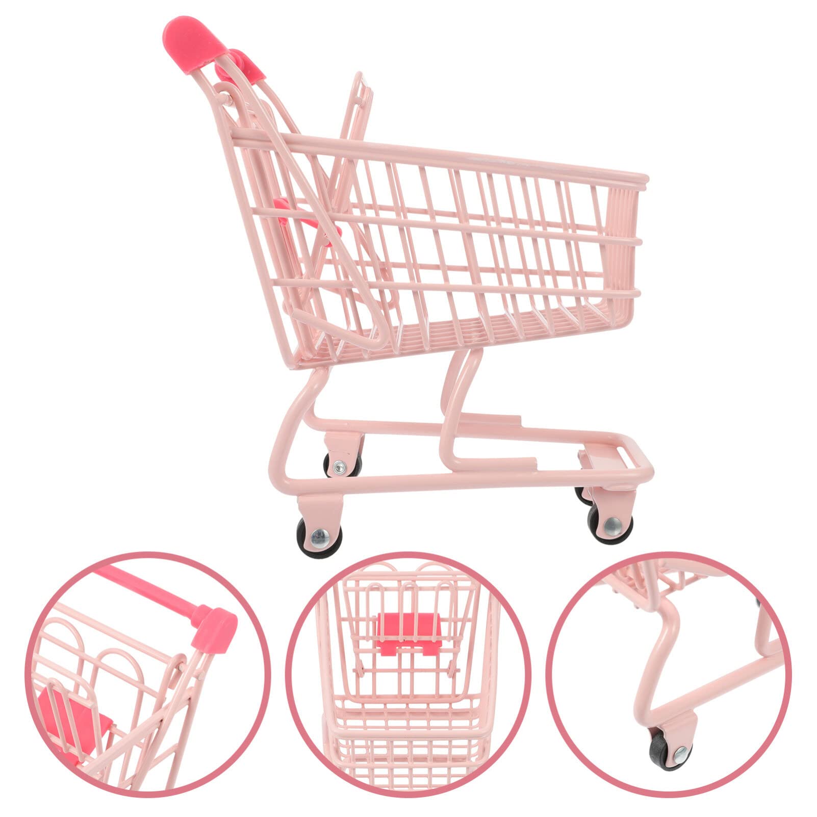 Toyvian Mini Caddie Métallique 5.91X5.31X3.74In Chariot De Course Pour Enfants Avec Roues Fonctionnelles Panier D'Utilité Créatif Pour Jeux Et Décor De Table