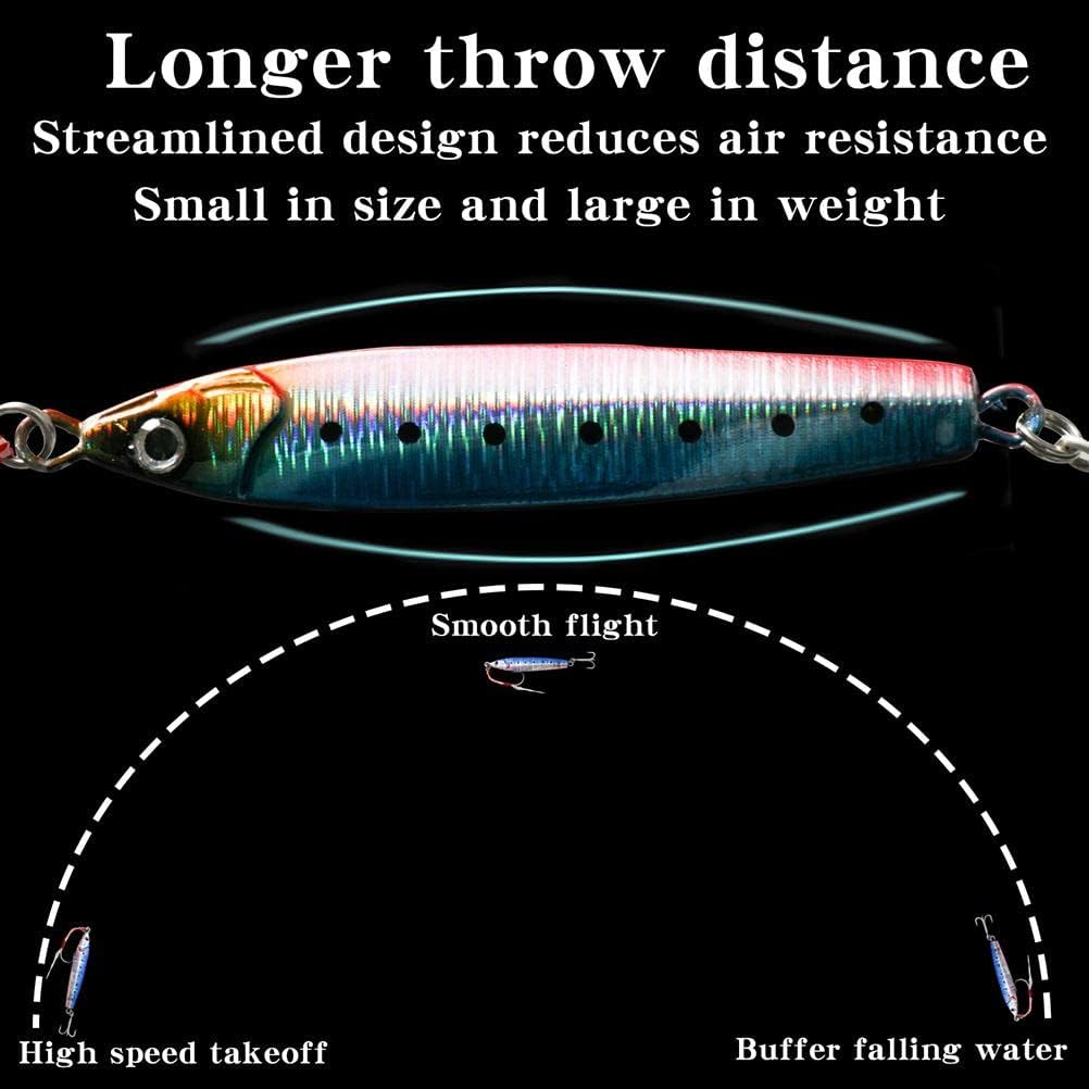 Fishing Jigs, 5 Pieces 30g/40g Glow Pitch Fishing Lures, Double Assist Hook Fishing Jig Lead Saltwater Jigging Bait Gear Tuna, Tuna, Yellowtail, Kingfish