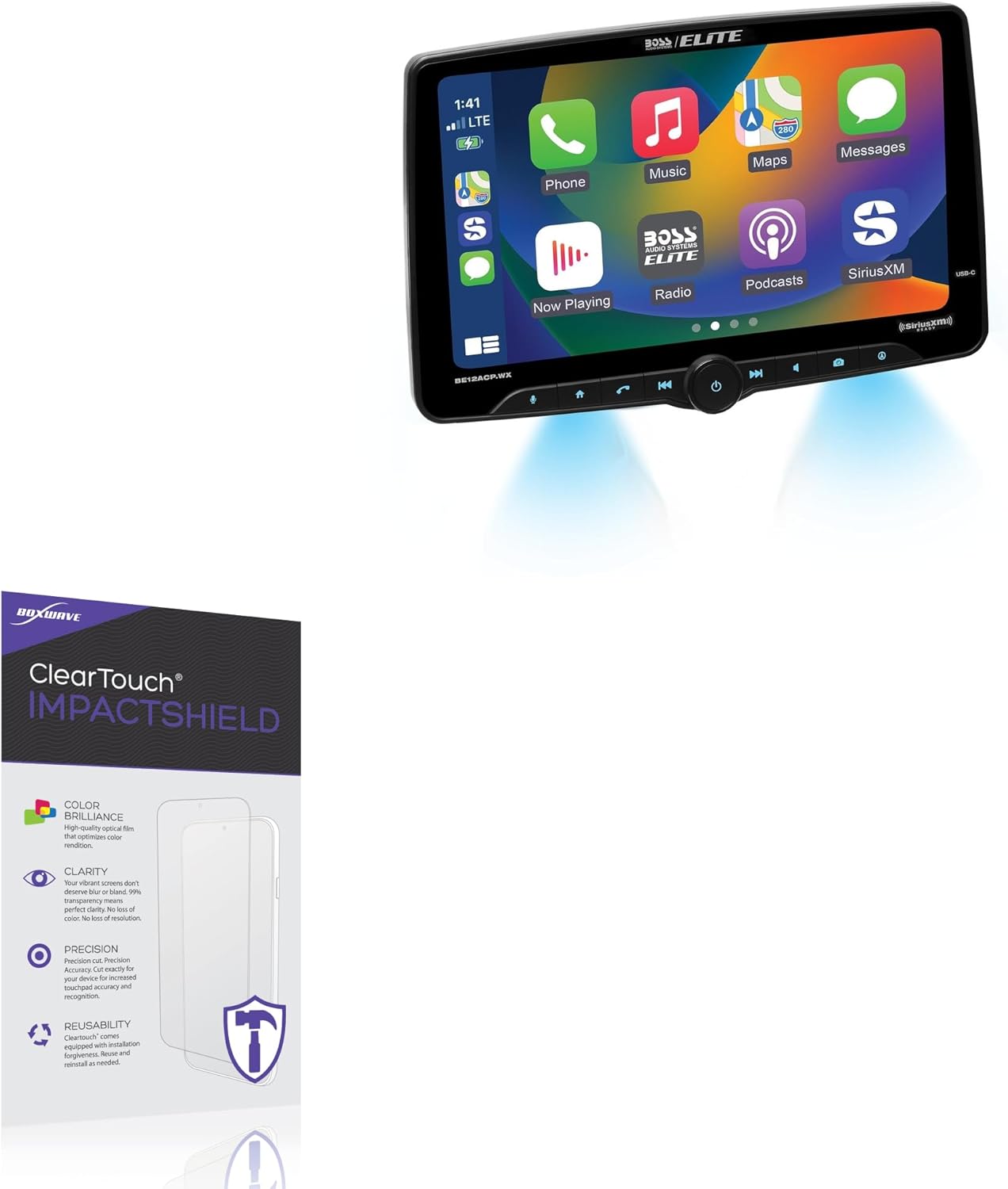 BoxWave Screen Protector Compatible with BOSS Audio Elite BE12ACP.WX - ClearTouch ImpactShield (2-Pack), Impenetrable Screen Protector Flexible Film