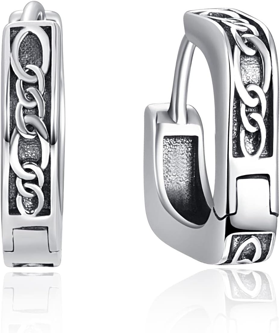 KINGWHYTE Viking Hoop Earrings 925 Sterling Silver Celtic Knot Earring for Men Celtic Jewelry Gift for Men