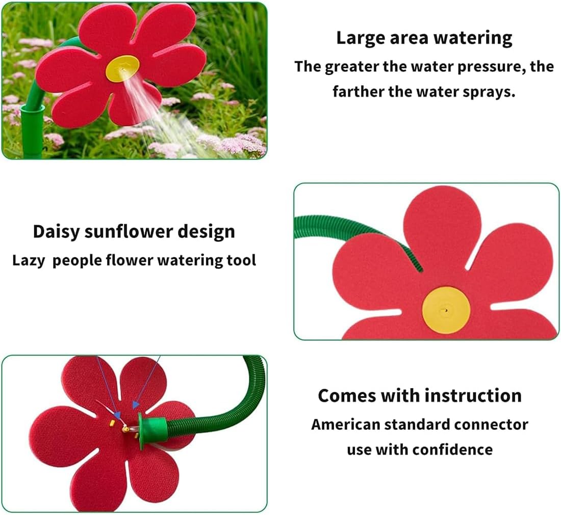 Crazy Daisy Sprinkler, 360° Rotating Flower Water Sprinkler Toy, Dancing Daisy Lawn Sprinkler for Yard Garden Irrigation, Fun Outdoor Water Sprinkler for Kids Dogs Summer Play (Mixed1)