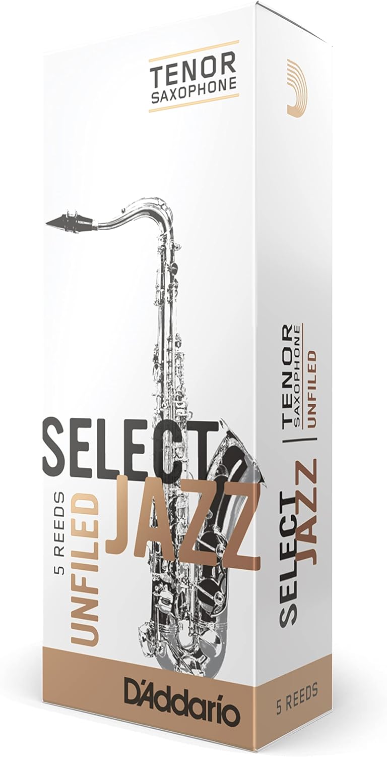 D’Addario Woodwinds Select Jazz Tenor Sax Reeds, Unfiled, Strength 2 Hard, 5-pack