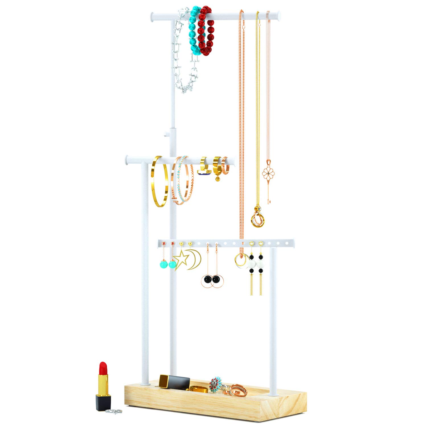 Jewelry Organizer Display Extra Tall Necklace Holder 3 Tier Jewelry Tree Stand