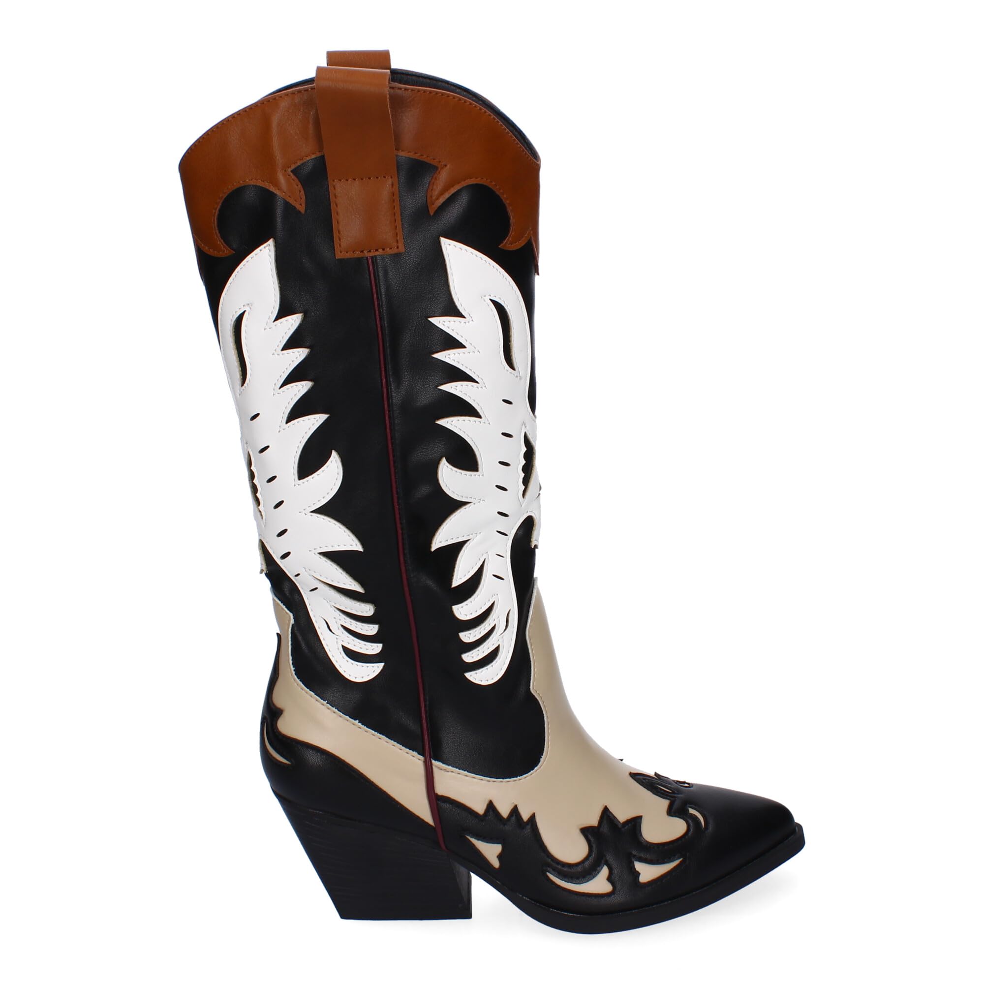 Botas de Tacon para Mujer, Estilo Cowboy, Comodas y Elegantes, Puntera Fina, Adornos Grabados, Diseno Moderno, Ideales para Otono-Invierno.