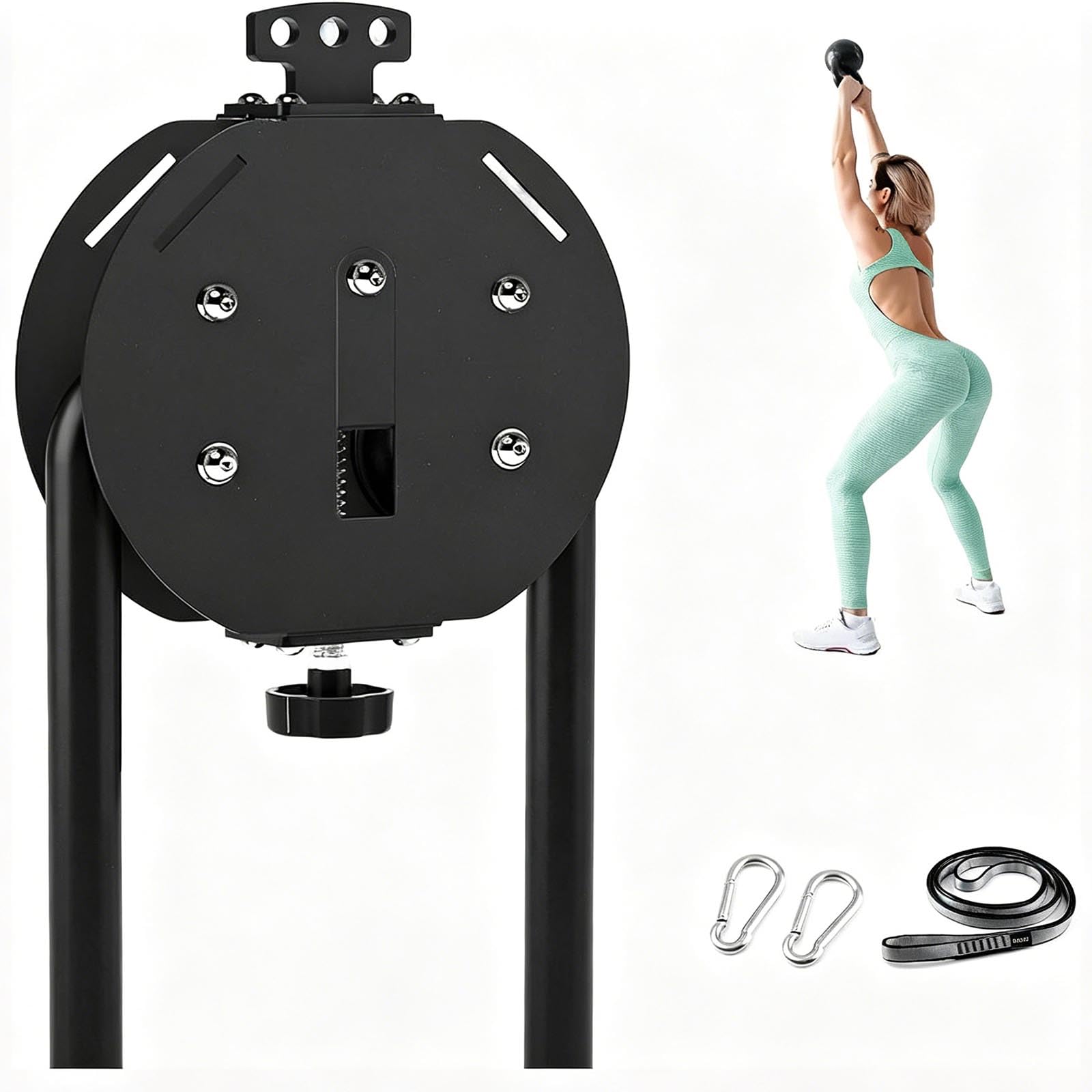 Portable Endless Rope Trainer, Pulley Cable Machine System with Adjustable Resistance, for Grip, Arms, Back, Body Coordination Exercises,Black