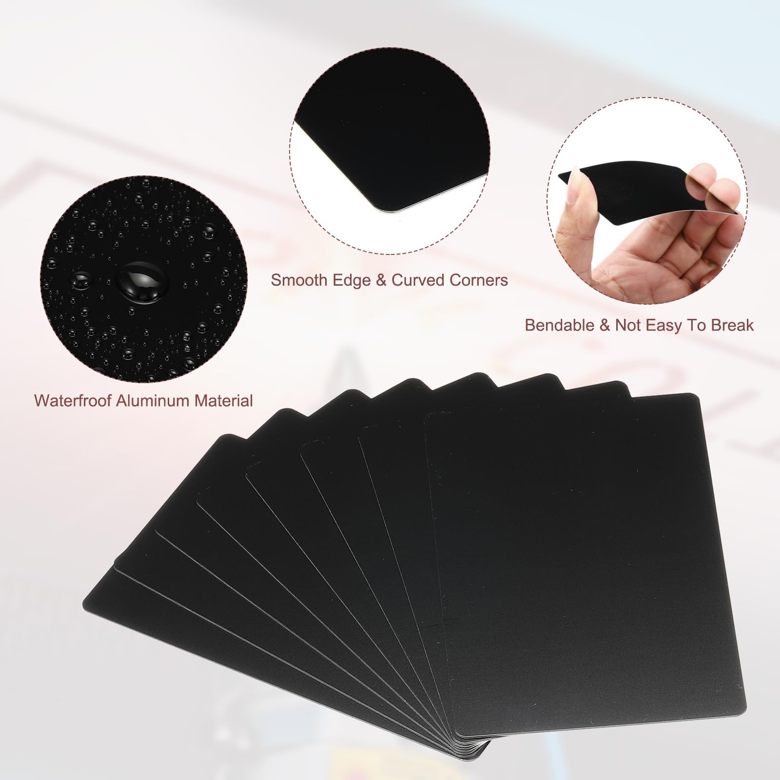 15 Cartes De Visite Métal Aluminium Anodisé - 0,8 Mm épaisseur - Vierges Pour Gravure Laser - DIY