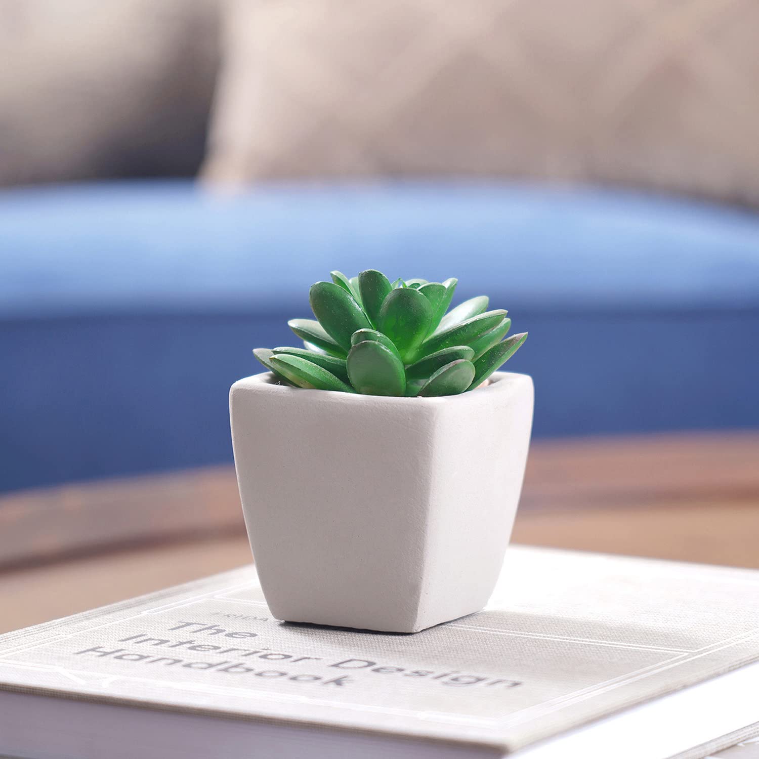 Pure Home and Living Set of 2 Green Faux Succulent with Cement Pot-picture-11