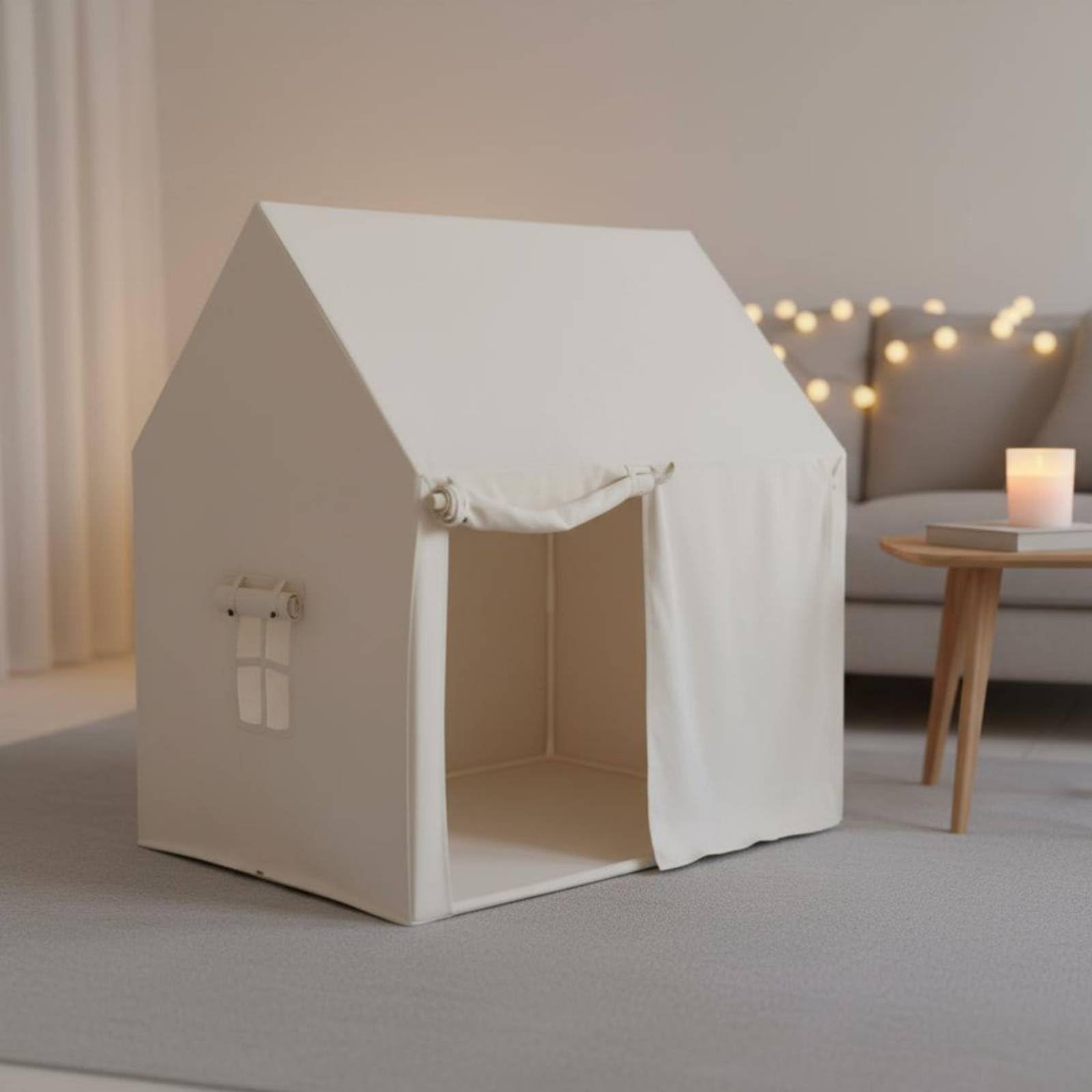 Tenda Gioco Bambini Casetta Ludica Capanna Tenda Interna Rifugio per Giochi Tessuto Pelle di Pesca per Lettura E Riposo Adatta a Bambini E Bambine in Casa Cameretta Spazio