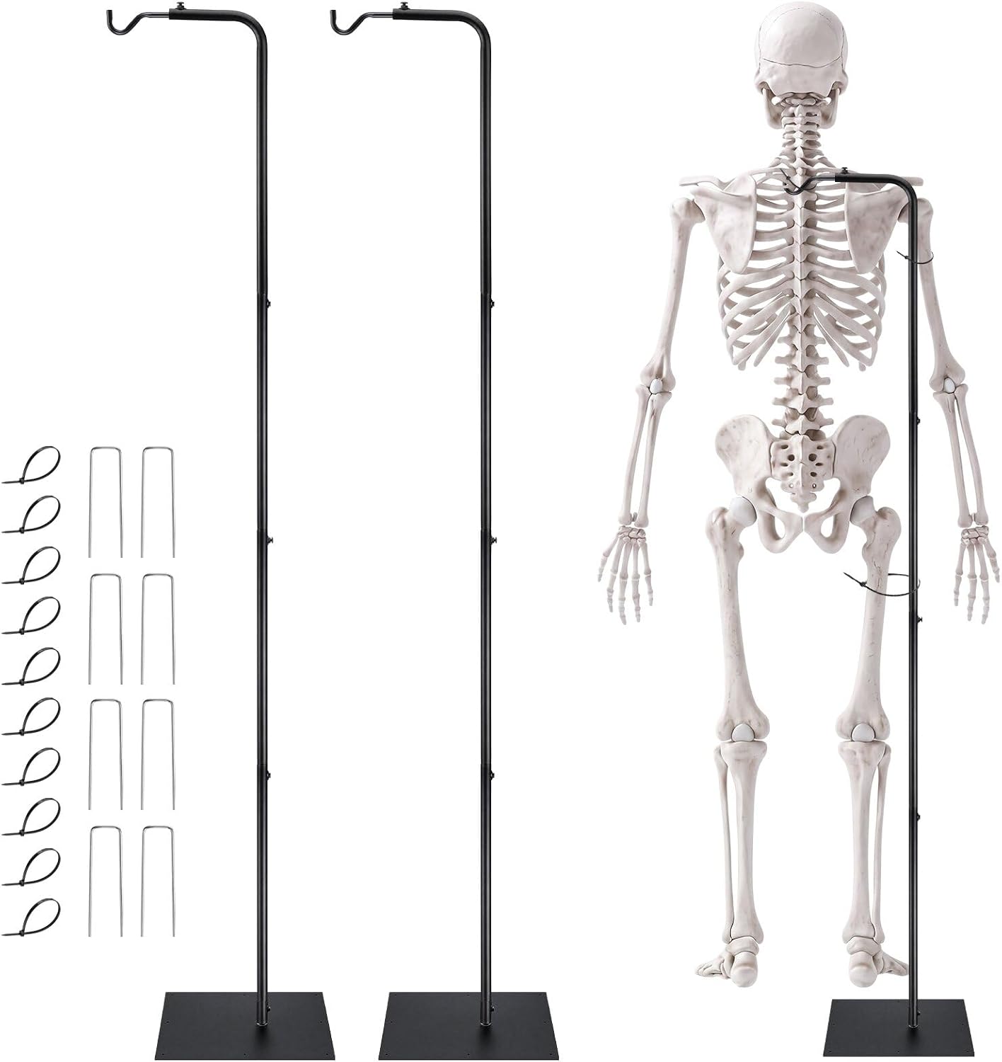 Domensi 2 Sets Halloween Skeleton Stake Stands Adjustable 6.43 ft Metal