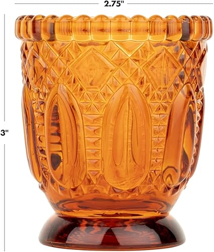 Miniatura 3 de Koyal Wholesale 6 portavelas de vidrio vintage ámbar de 3 x 2.75 pulgadas, para otoño, boda, ámbar, portavelas votivas para centro de mesa, bohemio,
