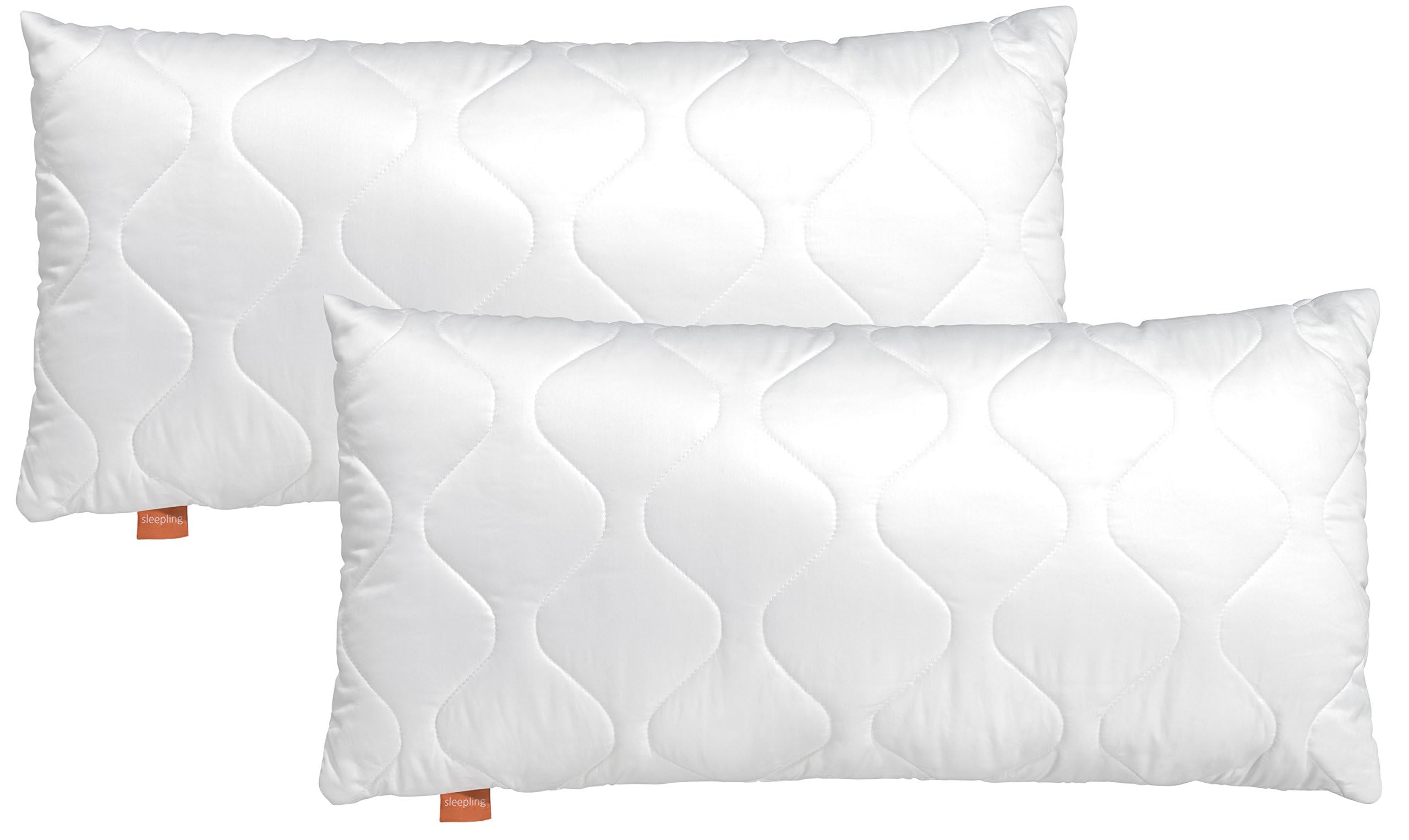 sleepling 2er Set Kopfkissen 60x80 cm, Allergiker Kissen, waschbar, Made in EU, Oeko-TEX, Schlafkissen 60 x 80, Bettkissen, Pillow, 2 Stück, Basic 100
