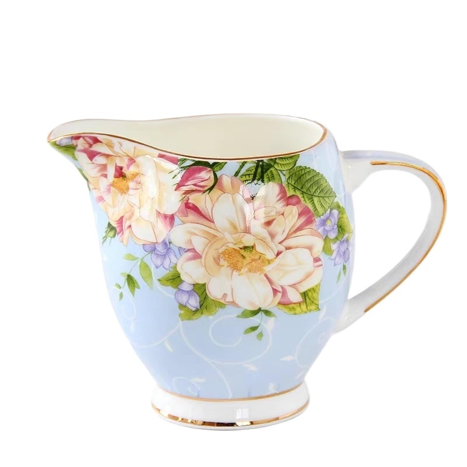 Tanque de leche de porcelana, accesorios de juego de té de la tarde, vasos, Latte Art, jarra, jarra de leche, 2 uds. Para café(Blue300ml)