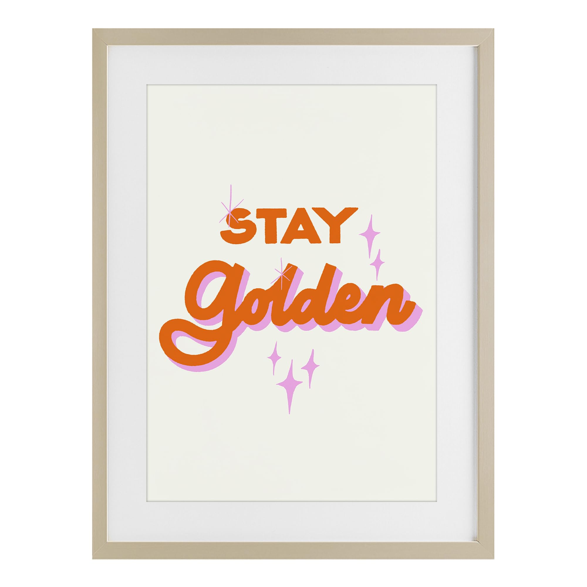 Stupell Industries Harvest Pine (Textured) Retro Golden Letters Motivation, 17 X 23 Inch Framed Print Under Glass
