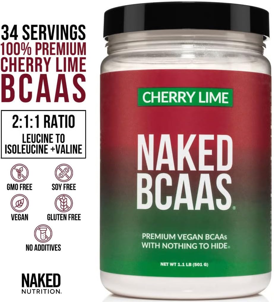 NAKED Cherry Lime BCAAs Amino Acids Powder, 100% Pure 2:1:1 Formula, Vegan Branched Chain Amino Acids, Instantized All Natural BCAA Powder Supplement - 501 Grams, 34 Servings - Image 2
