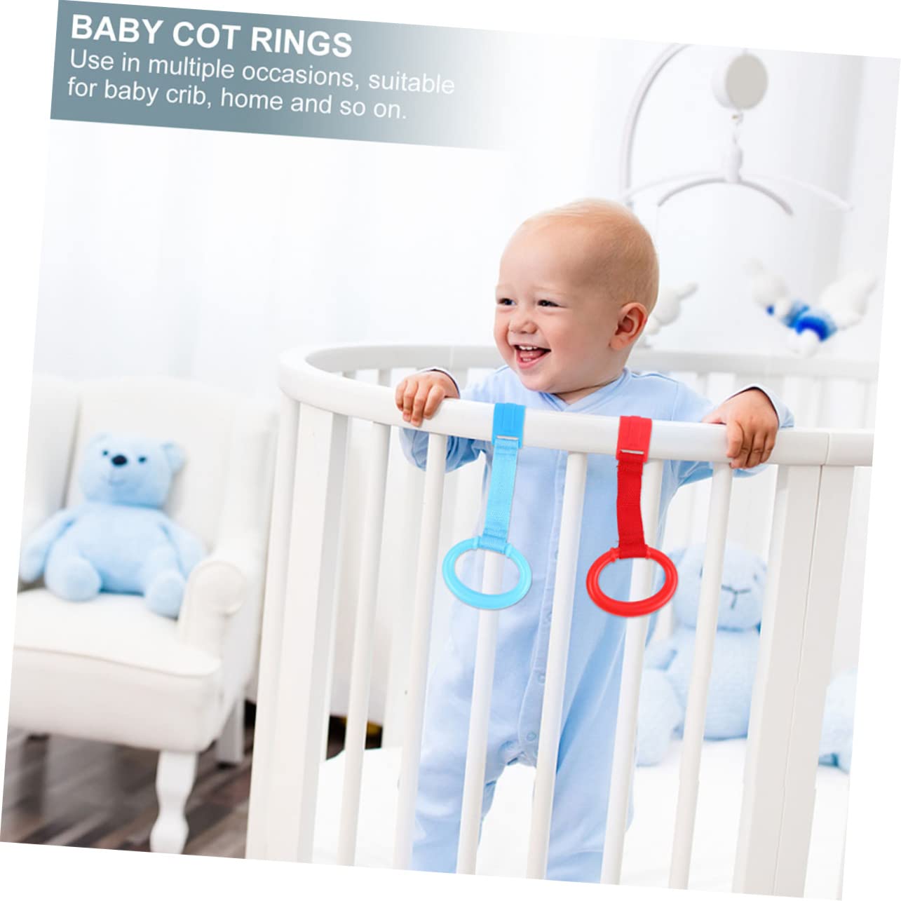 UPKOCH Nursery Pull Rings 6pcs Baby Bed Hand Rings Learning Stand up Assists Infants' Toys