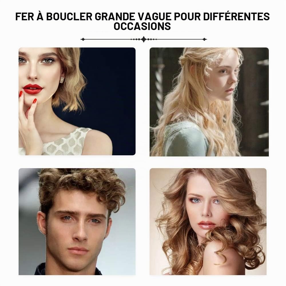 Boucleur à cheveux à 3 barils grandes ondulations, Reyke fer ondulé 22 mm avec température réglable, chauffage rapide, grande ondulation pour cheveux longs/courts, outil de coiffage des cheveux