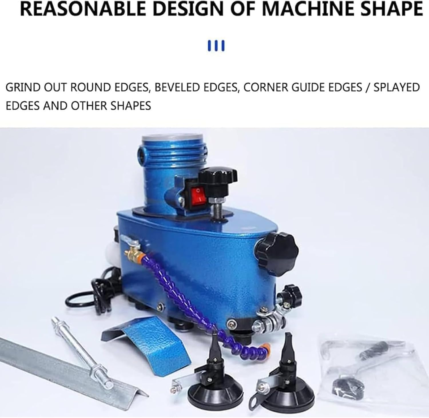 Portable Electric Glass Edge Polishing Machine - Hand-Held Grinder for Straight/Round/Bevelled Edges: Works on Glass, Acrylic, Marble & Ceramic