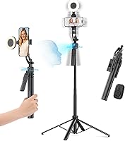 Acer 64" AI Face Tracking Tripod with Ring Light & Remote - No App, 360° Rotation for iPhone, Android, TikTok, YouTube Vlogs