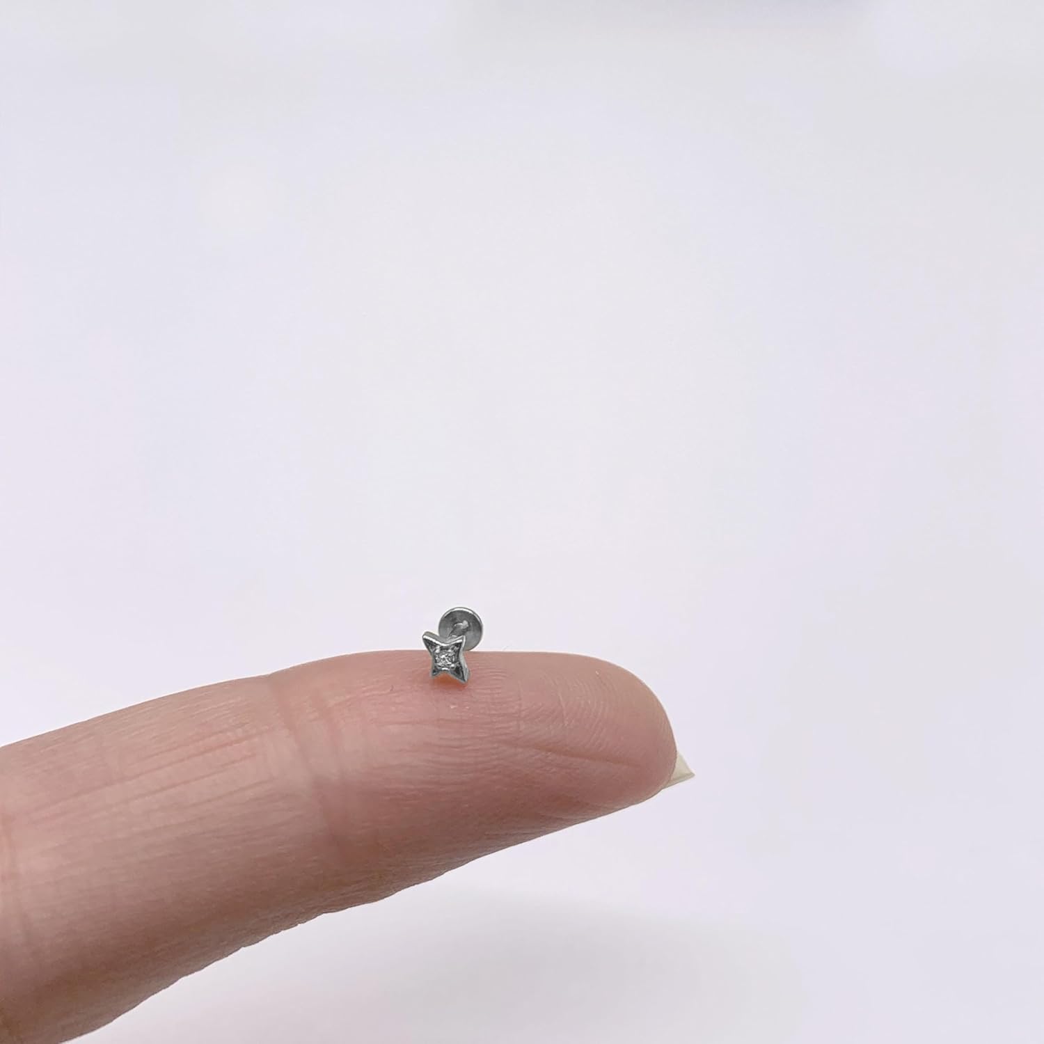 Flat Back Stud Cartilage Tragus Helix Nose Piercing Earrings Jewelry For Women Conch Threadless 18G Titanium Surgical Steel Hypoallergenic 14K Gold plated CZ Silver Small Tiny Studs - Image 6