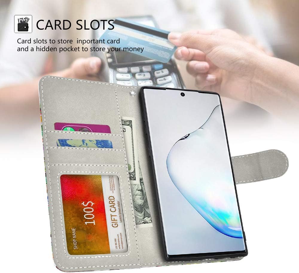 UrSpeedtekLive Galaxy Note 10 Plus Case, Galaxy Note 10 Plus 5G Wallet Case, Premium PU Leather Wristlet Flip Wallet Case Cover with Card Slots & Stand for Samsung Galaxy Note 10 Plus - Love Tree
