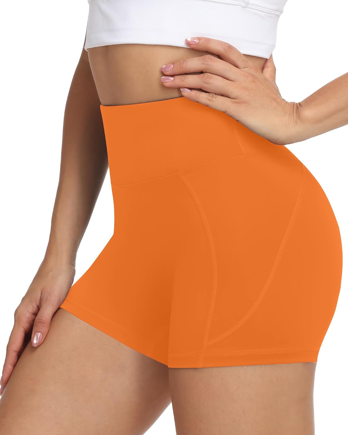 Moozava No Front Seam Womens Biker Shorts, 3"/5"/8" Spandex Shorts High Waisted Tummy Control for Yoga Workout Volleyball