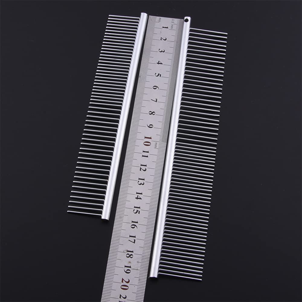 TKYI Stainless Steel Pet Grooming Combs, Dog Combs Cat Combs Two Sides Different Density for Removing Furry Fur Knots & Tangles Dog Grooming Tools (Silver, S) : Pet Supplies