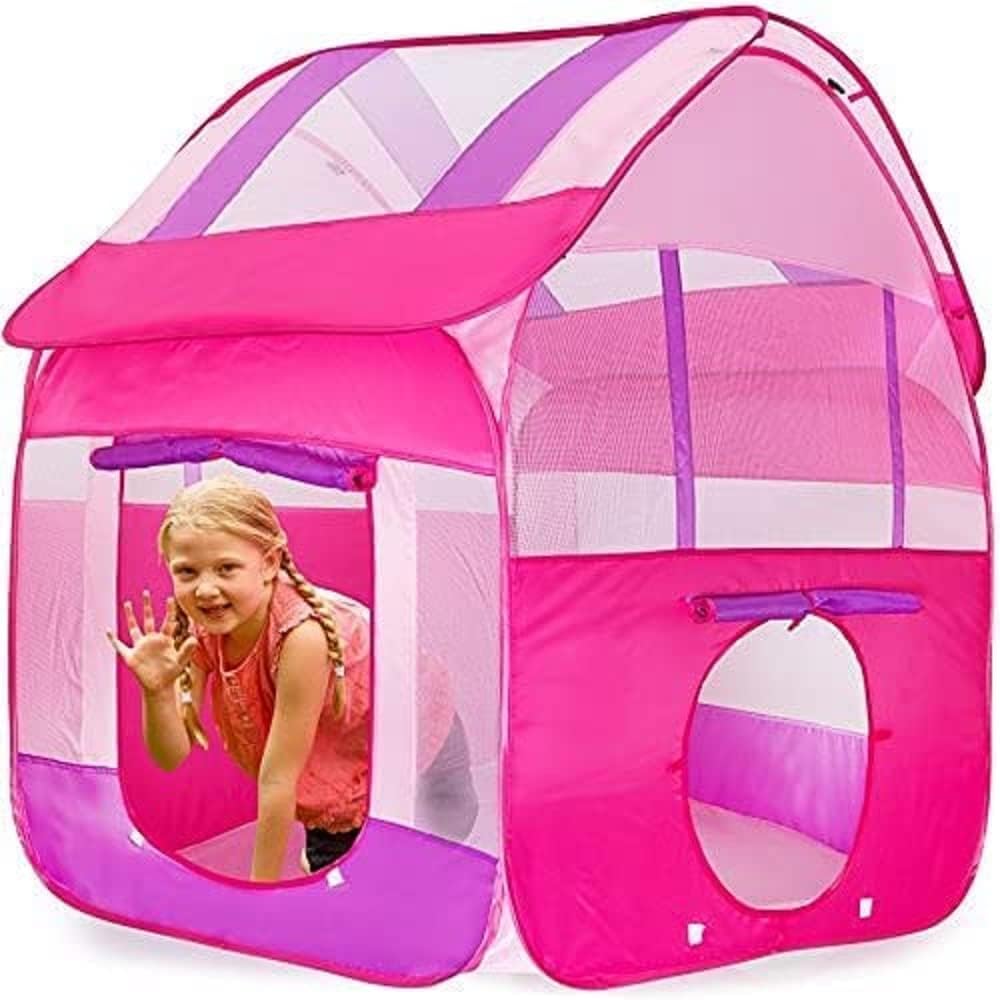 BabyGo Pink Playhouse Foldable Kids Children's Indoor Outdoor Pop Up Play Theme Tent House Toy (Pink)