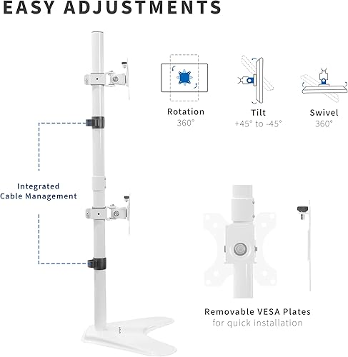 Miniatura 4 de VIVO STAND-V002LW - Soporte de escritorio para monitor dual, se mantiene en posición vertical apilada, 2 pantallas ultraanchas de hasta 34 pulgadas,