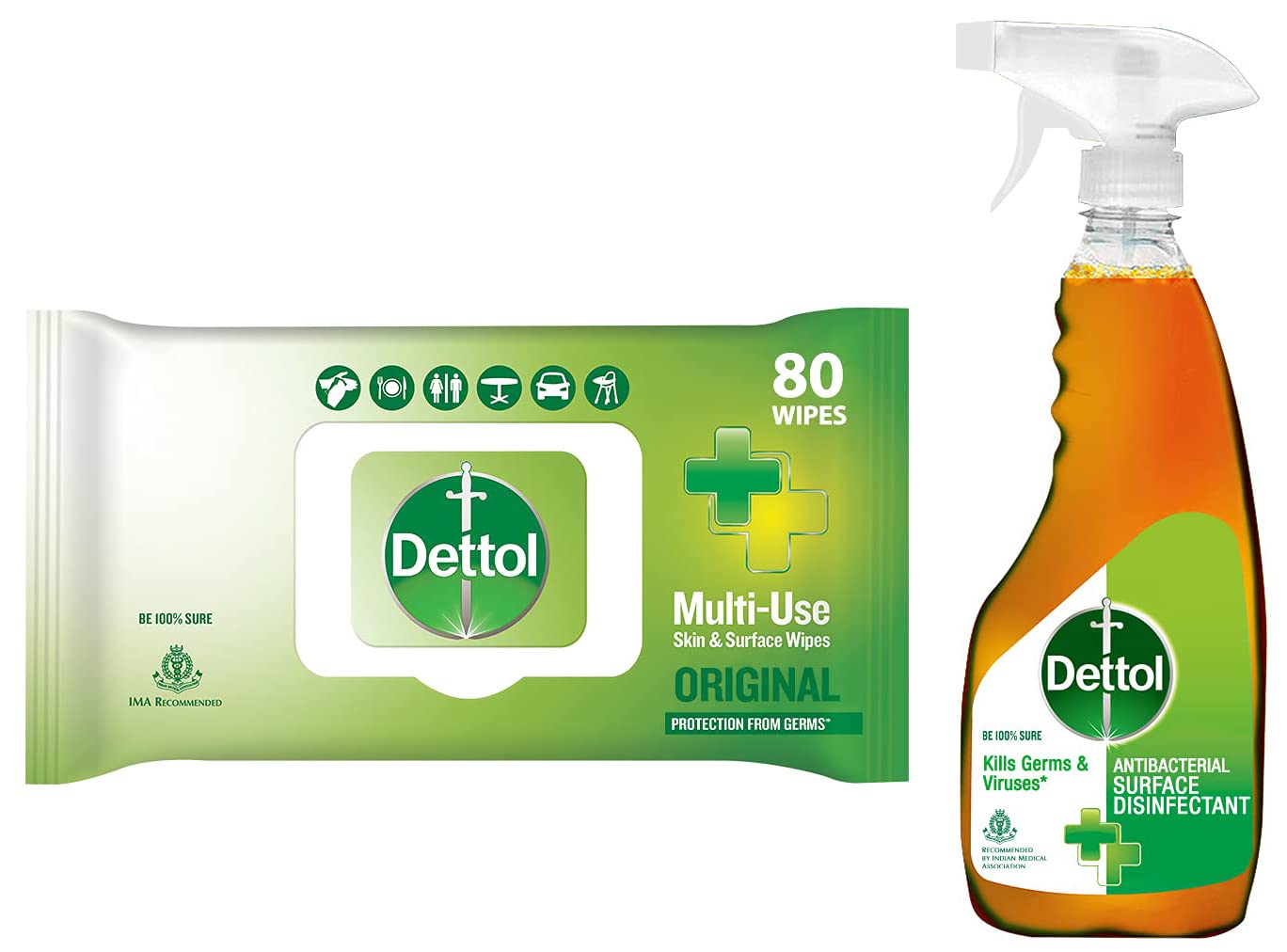 Dettol Disinfectant Sanitizer Wet Wipes for Skin & Surfaces, Original