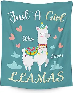 Blanket for Girl Women - 60x80 Inches Cute Llama Throw Gifts- Teal Soft Fuzzy Blankets for Bed, Couch & Living Room