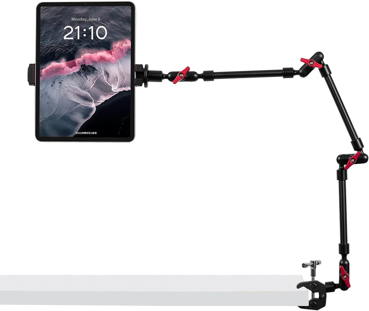 Adjustable Articulating Magic Arm with Clamp and Phone Holder Clip for Desk Mount, Desk Stand, Cell Phone Tripod