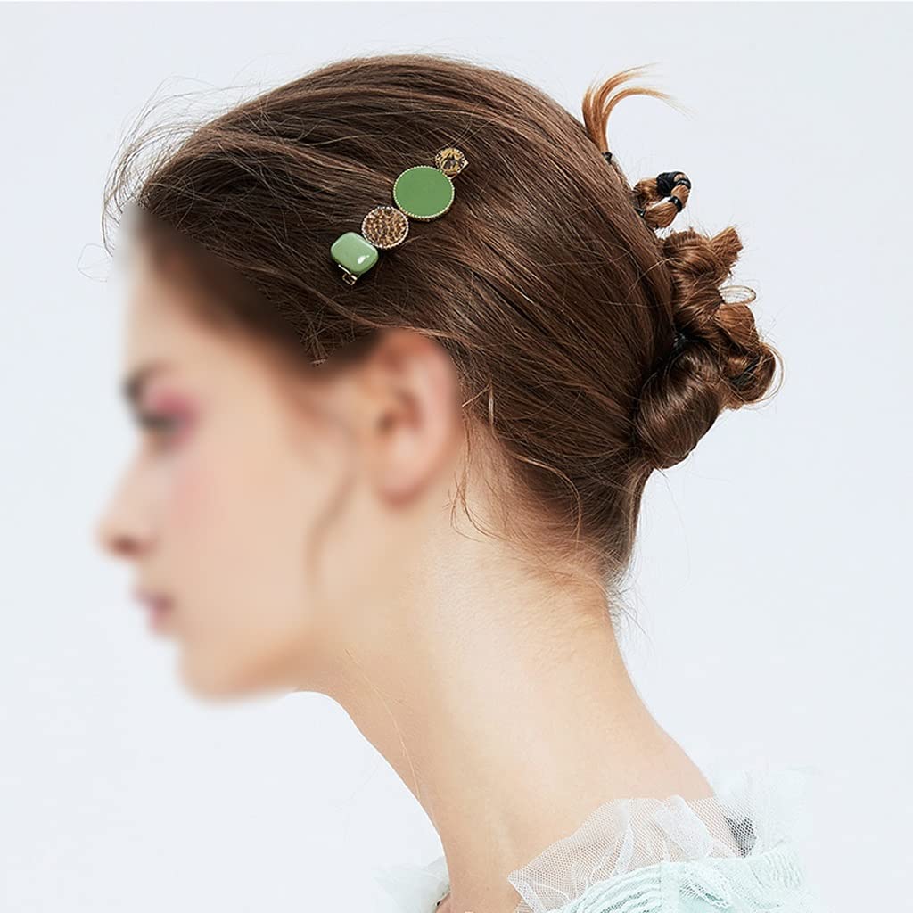 緑色ヘアクリップ : 女の子のヘアアクセサリー 緑色のクリップ、ヘッドの