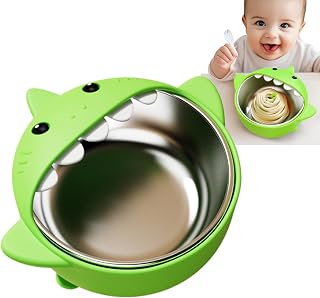 Stainless Bowls For Children,Stainless Bowls For Baby Food | Non-slip Lunch Box Children's Table Cutlery For Toddler Feeding And Start Eating Solid Food Use In Highchair Kindergarten Travel | Avtagbar silikonsugkopps barnskål Spädbarnsmatning, avvänjningsfas, mellanmålstid, förskola,