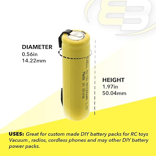 Miniatura 8 de Exell AA 1.2V 1000mAh NiCD baterías recargables con pestañas para medidores, radios, automóviles híbridos, aplicaciones estáticas de alta potencia