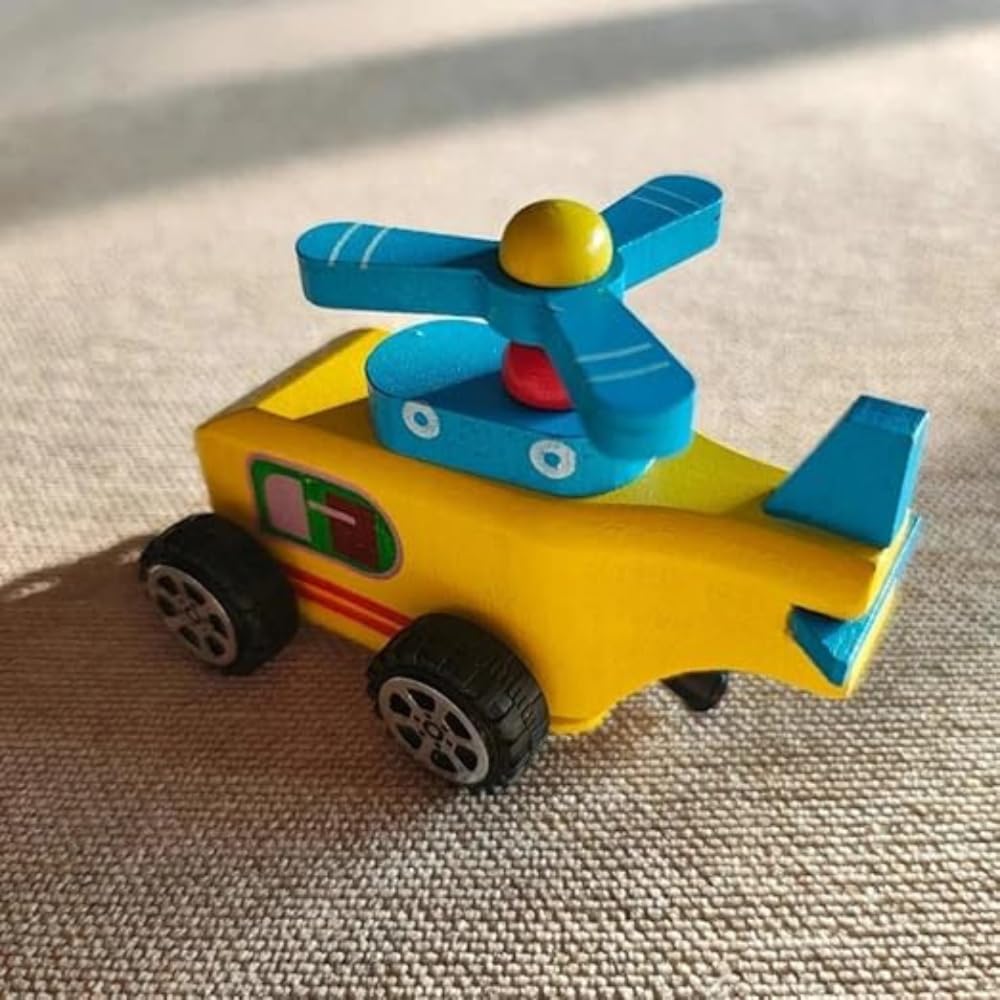 SubiMouIQ Wooden Wind-Up Pull String Helicopter – Multicolor Educational Toy for Toddlers, Infants & Kids 12 Months+ | Perfect Montessori Gift for Boys & Girls - Image 5 thumbnail