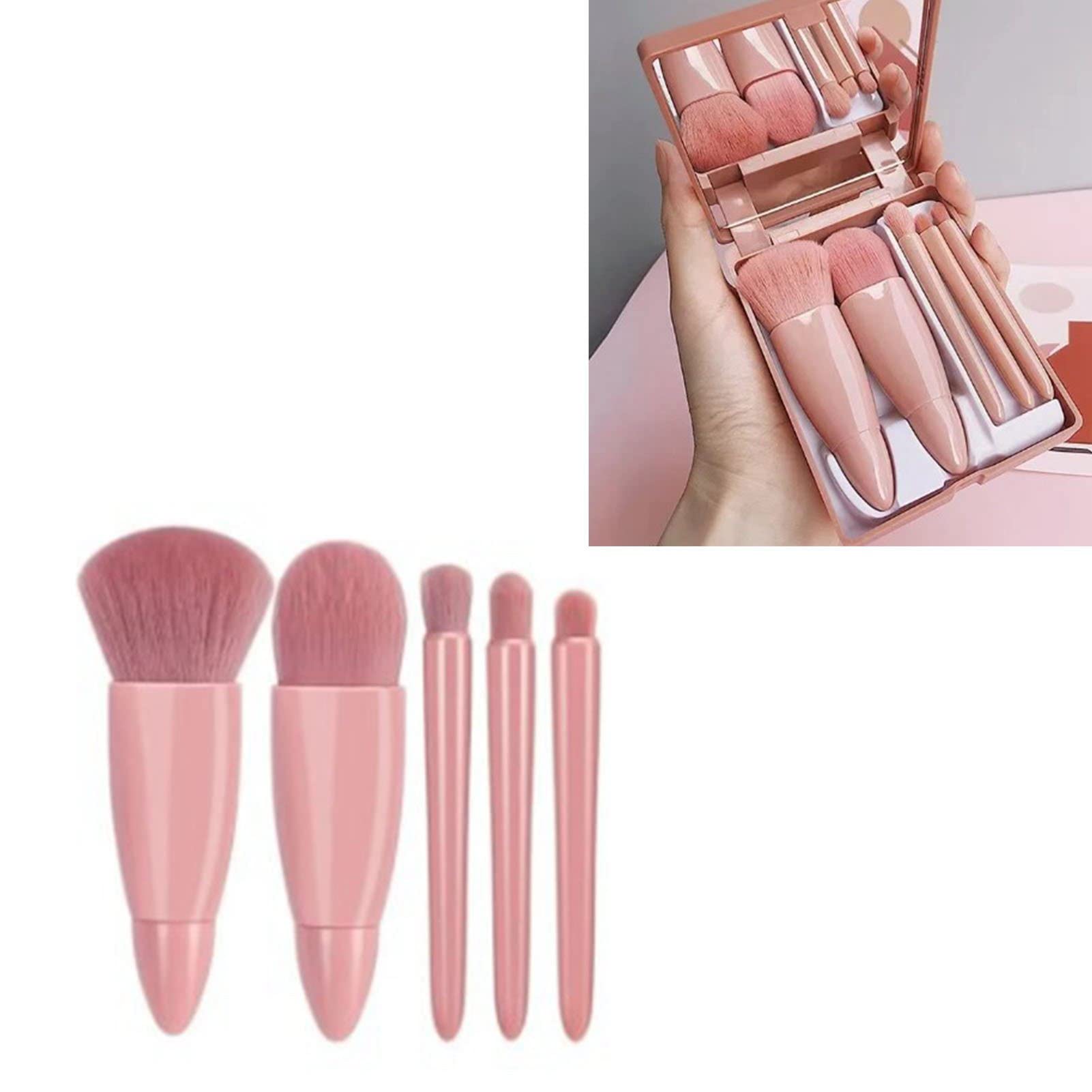 Sorandy Mini-Make-up-Pinsel-Set, Reisefreundlich, Kompakt, Weiche Faserpinsel für Unterwegs, 5-teilig