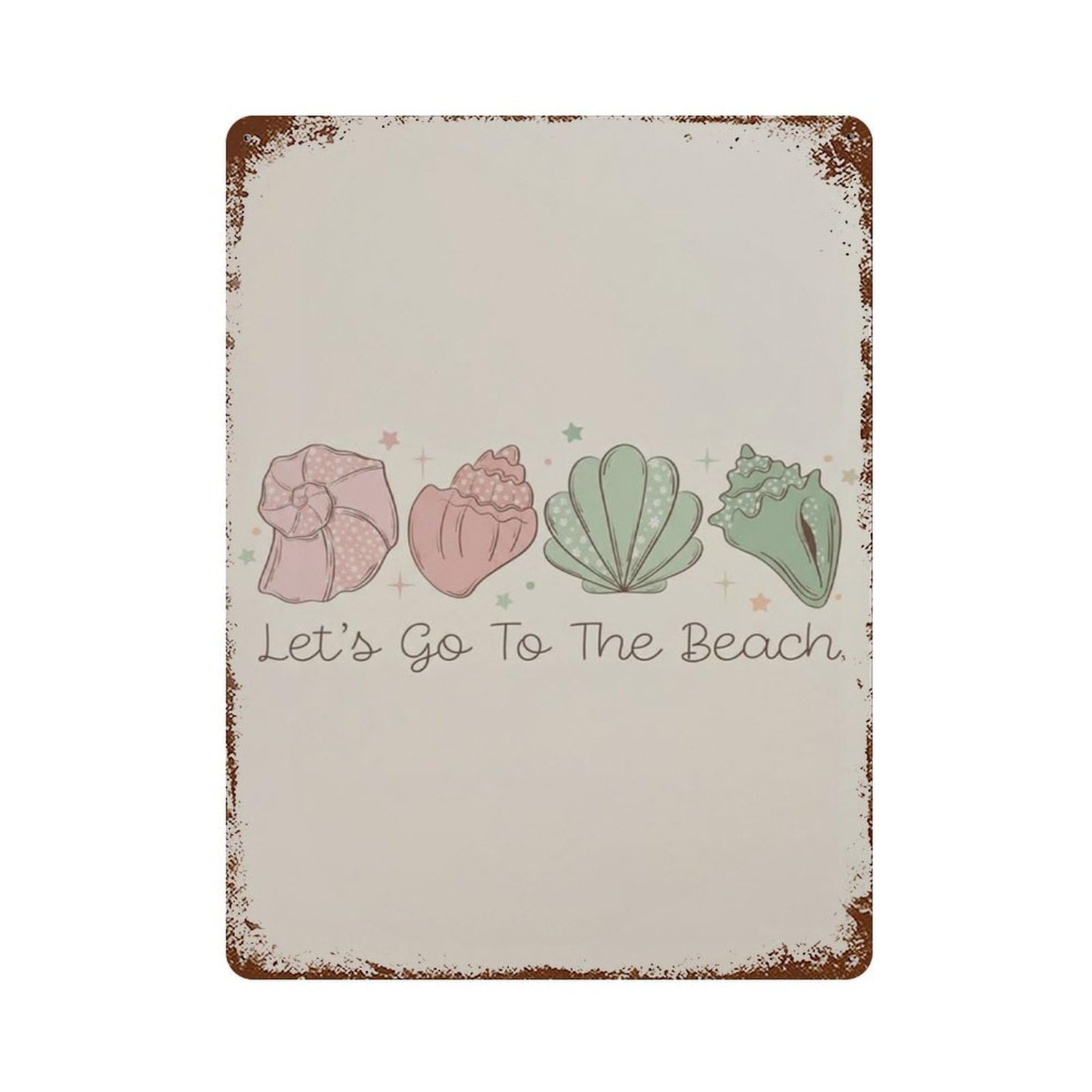 xiaoxiaoshen Lets Go To The Beach Minimal Seashell Line Soft Coastal Wall Decor Art Metal Tin Poster Modern Home Decor Art Home Bar Shop Decorations Vintage Sign 40x30cm