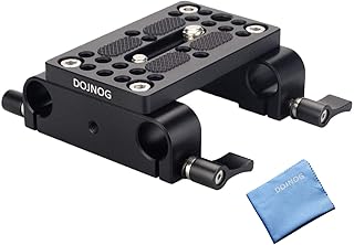 DOJNOG Universal Camera Base Plate Shoulder Support Baseplate with 15mm Rod Clamp Compatible with Rod Support System/DSLR Cameras/Cages -407