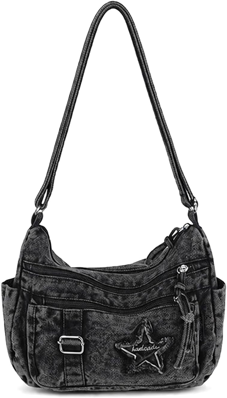 Denim Crossbody Bag Vintage Jean Shoulder Purse Canvas Satchel Messenger Hobo Bag Retro Tote Handbag