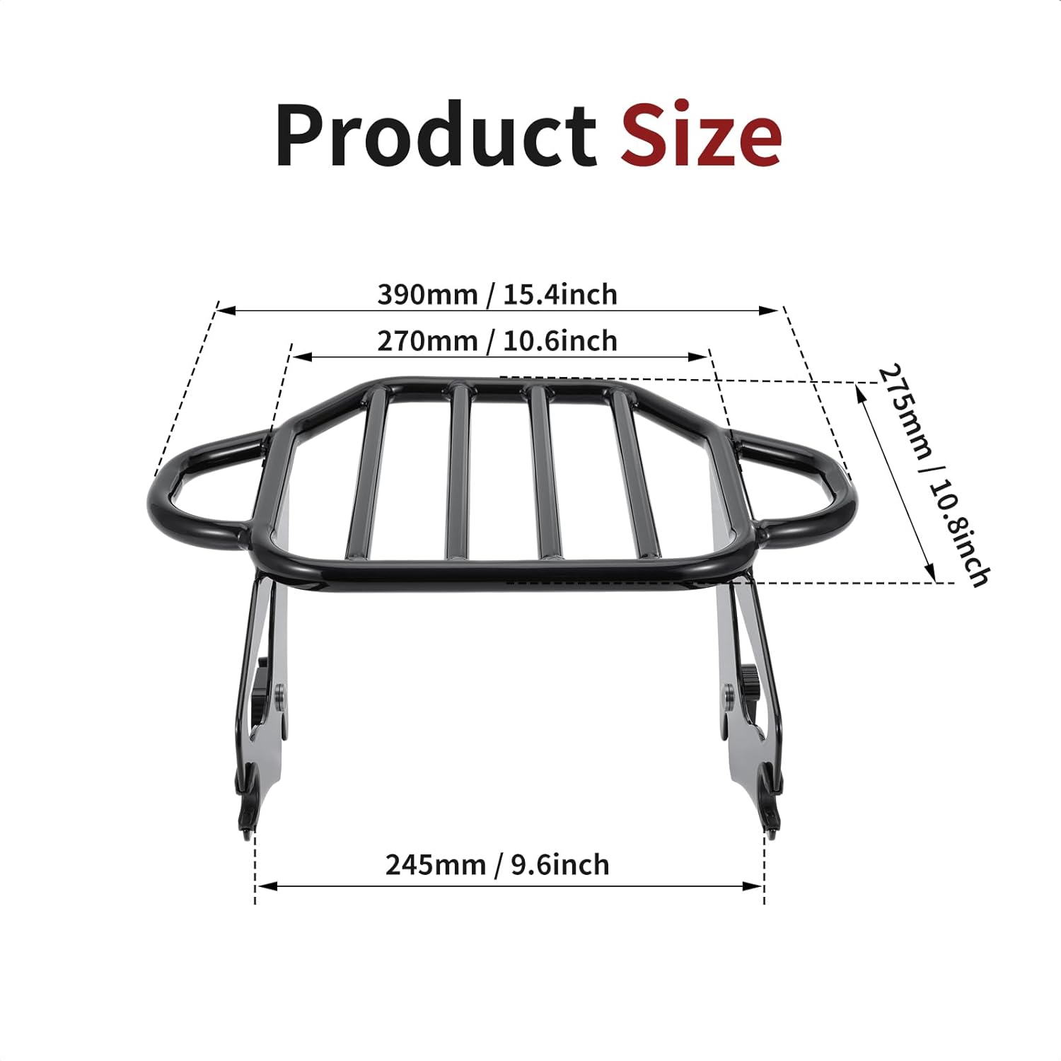 Detachable Luggage Rack Mounting Rack for Solid Steel, Quick Install and Remove for Harley Touring Street Electra Glide Road King 2009-2024 (Black)