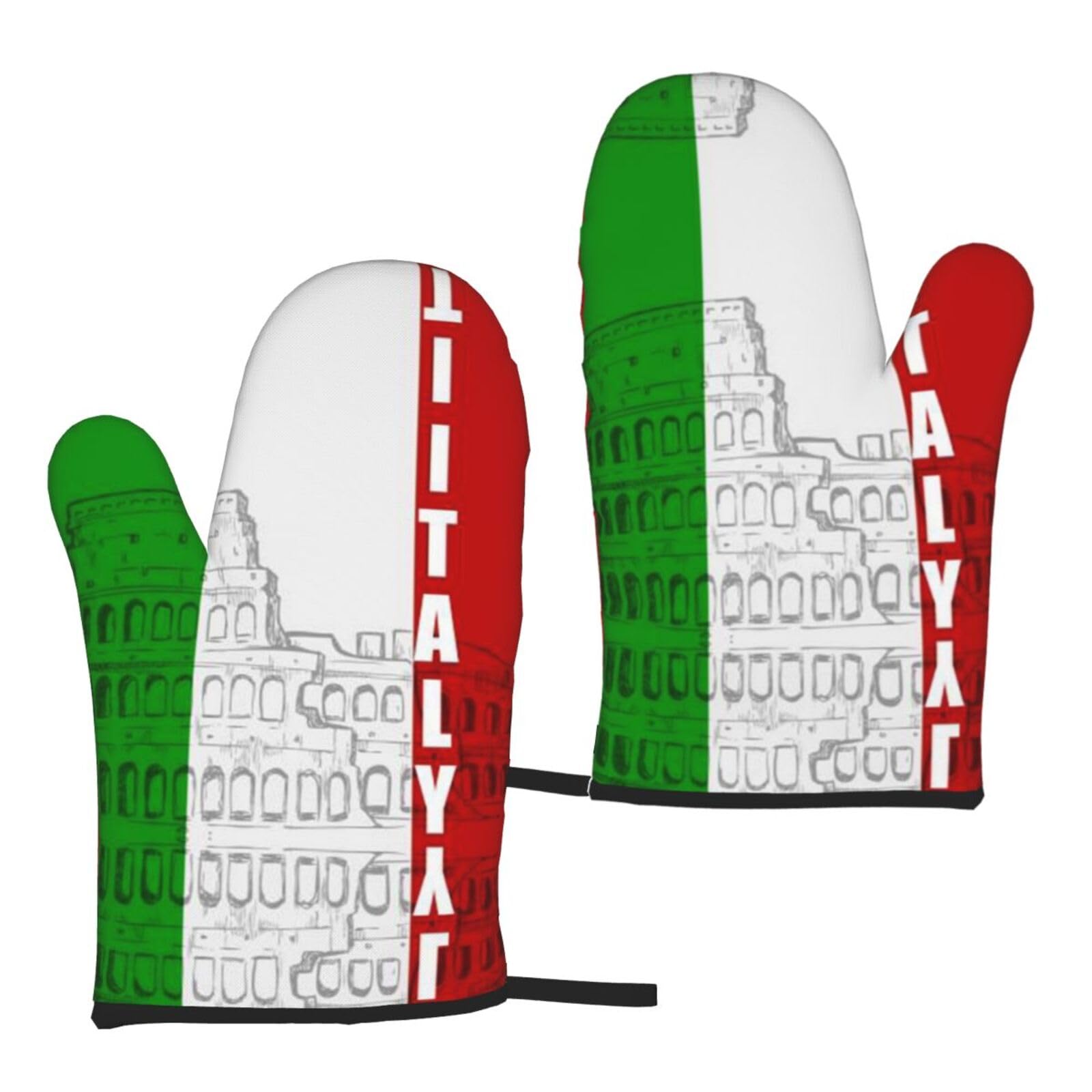 Mqgmz Roman Colosseum Italian Flag Print Microwave Gloves Oven Mitts Funny Home Heat Resistant BBQ Spring/Summer 5.9""X11"", MC700