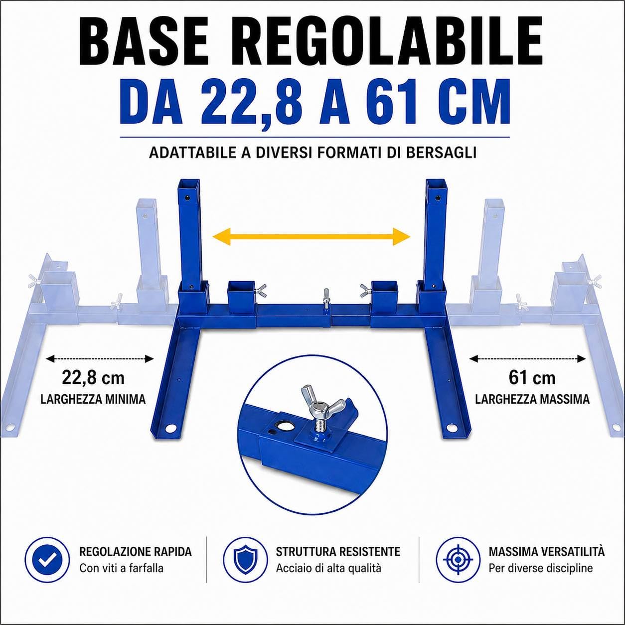 Supporto Regolabile per Bersagli da Tiro – Base Metallica 43 x 63,5 cm – Compatibile con Sagome e Bersagli a Punteggio