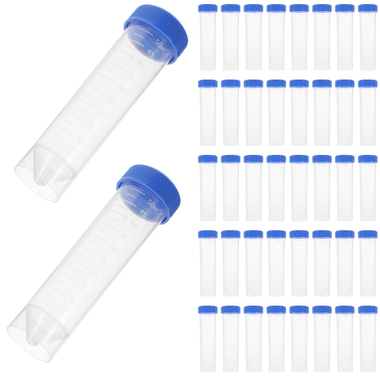 Ciieeo 50 Tubos de Centrífuga de 50Ml con Base Plana y Tapones de Plástico con Rosca, Portátiles y Compactos para Laboratorio Científico
