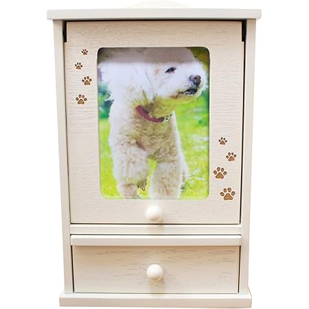 Amazon ペット仏壇 メモリアルハウス ホワイト 肉球 あしあと刻印入り かわいい スライド扉 骨壷収納 メモリアル工房 響 メモリアル用品 通販